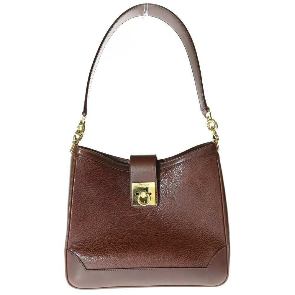 CELINE Shoulder Bag Hobo Handbag Leather Brown